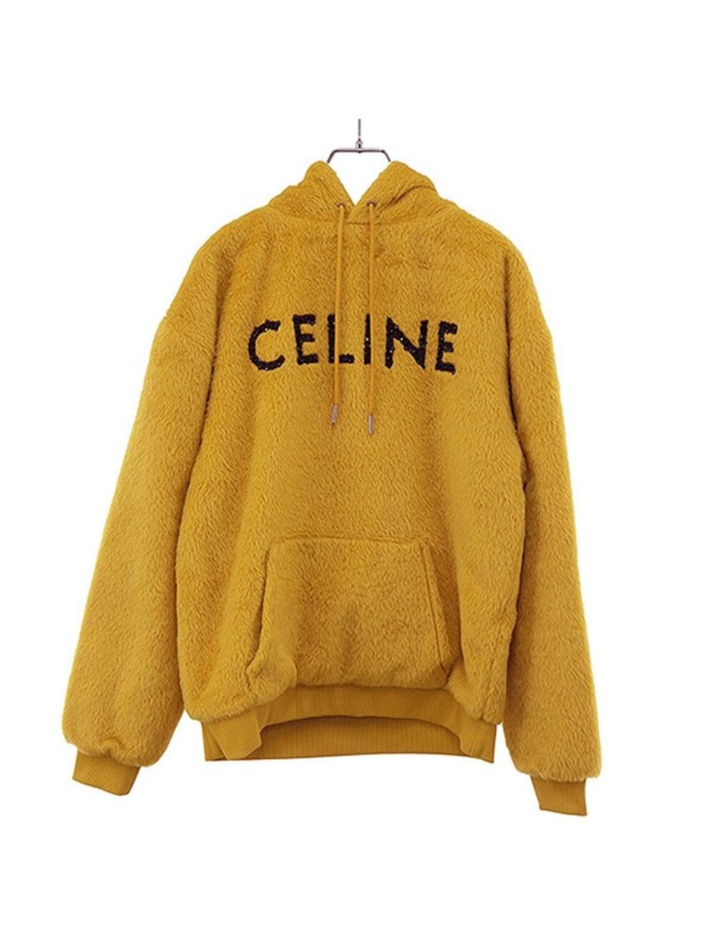 Celine Fuzzy Wool Loose Fit Hoodie Yellow